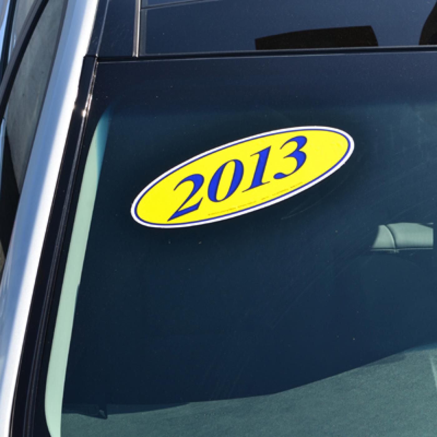 Oval Year Model Signs Blue / Yellow